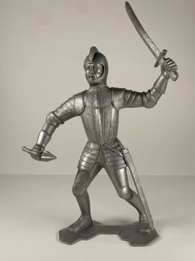 Vintage 1964 Marx Silver Knight Figure 6" Plastic Toy Soldier